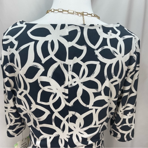 Anne Klein Elegant Slate and light cream floral Patterned Dress women’s size 8 - Picture 8 of 17